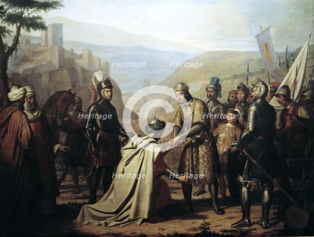 Ferdinand III 'The Saint' conquests Jaen in 1246, oil painting.