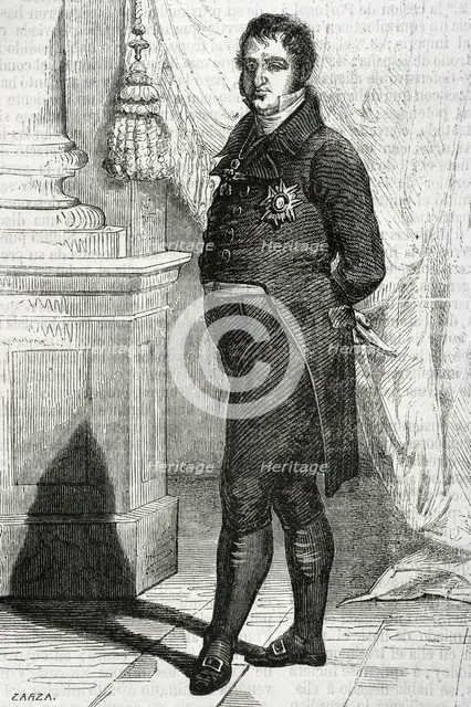 Ferdinand VII, (1784-1833), King of Spain (1808-1833), 1853.  Creators: Eusebio Zarza, Tomás Carlos Capuz.