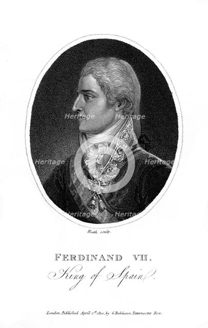 Ferdinand VII, King of Spain, 1810.Artist: Heath