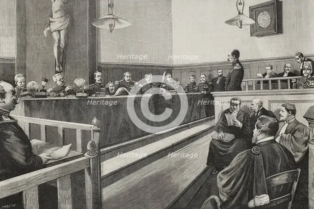 Ferdinand Walsin Esterhazy is tried before a military court, 10 January 1898.  Creator: Benigno Matute Parga.