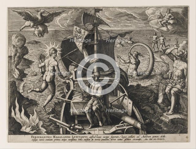 Ferdinandes Magallanes Lusitanus (Americae Retectio), 1591. Artist: Galle, Philipp (1537-1612)