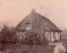 Ferme au toit de chaume, 1850-53. Creator: Unknown