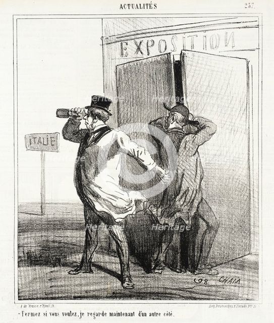 Fermez (l'Exposition) si vous voulez , je regarde maintenant d'un autre côte (l'Italie), 1867. Creator: Cham.