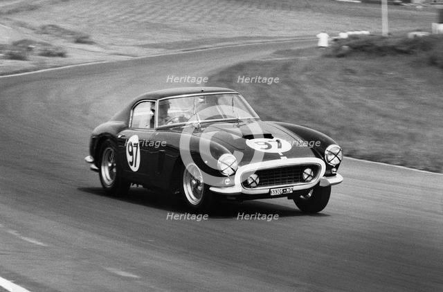 Ferrari 250 SWB driven by Michael Parkes, 1961 Brands Hatch International Meeting. Creator: Unknown.
