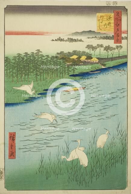 Ferry Crossing at Sakasai (Sakasai no watashi), from the series "One Hundred Famous..., 1857. Creator: Ando Hiroshige.