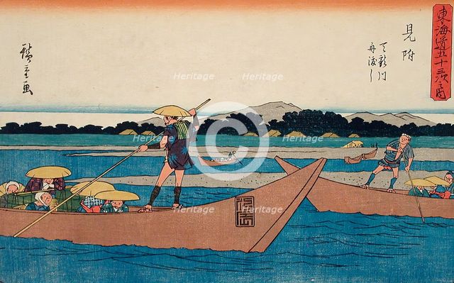 Ferry Crossing the Tenryu River, Mitsuke, c1841-42. Creator: Ando Hiroshige.