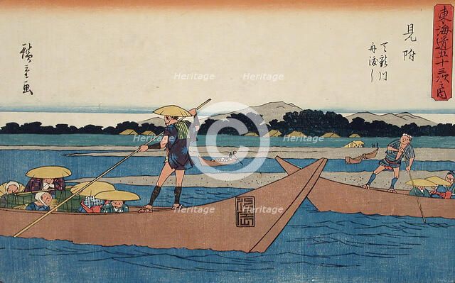 Ferry Crossing the Tenryu River, Mitsuke, c1841-42. Creator: Ando Hiroshige.