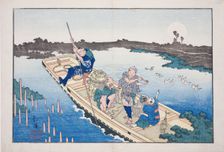 Ferry boat crossing the Sumida River, from the album "Friends of the Three Capitals..., 1832. Creator: Totoya Hokkei