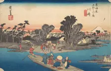 Ferry Boat Crossing the Rokugo River, ca. 1834., ca. 1834. Creator: Ando Hiroshige