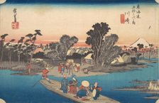 Ferry Boat Crossing the Rokugo River, ca. 1834., ca. 1834. Creator: Ando Hiroshige