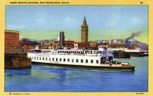 Ferry boats leaving San Francisco, California, USA, 1932