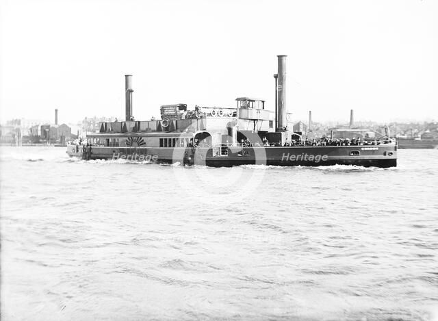 Ferry 'Gordon' on the Thames, London, c1905. Artist: Unknown