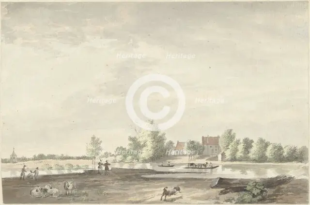 Ferry house on the Lek near Schoonhoven, 1761-1828. Creator: Joseph Schmetterling.