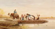 Ferry Horses, c1864. Creator: Jules Jacques Veyrassat