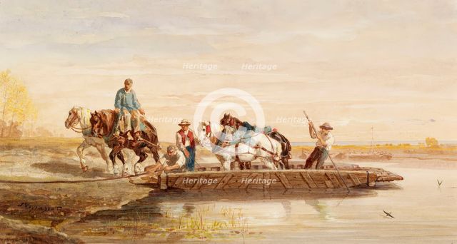 Ferry Horses, c1864. Creator: Jules Jacques Veyrassat.