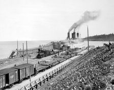 Ferry-Icebreaker "Baikal" at the Pier, 1900-1904. Creator: Unknown