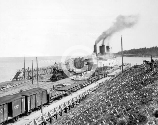 Ferry-Icebreaker "Baikal" at the Pier, 1900-1904. Creator: Unknown.