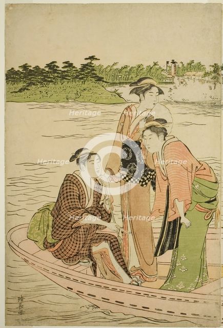 Ferry on the Rokugo River, c. 1784. Creator: Torii Kiyonaga.