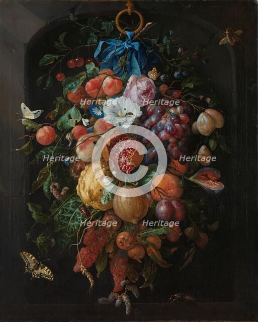 Festoon of Fruit and Flowers, 1660-1670. Creator: Jan Davidsz de Heem.