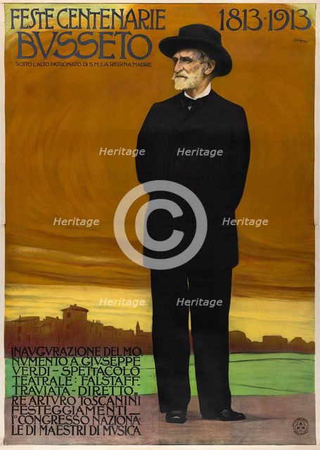 Feste Centenarie Busseto - Giuseppe Verdi, 1913. Creator: Metlicovitz, Leopoldo (1868-1944).