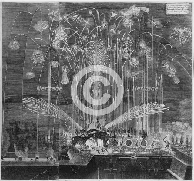 Festival for the Family of the Elector of Saxony, Dresden, February 28, 1678: Hercules Fireworks. Creator: Unknown.