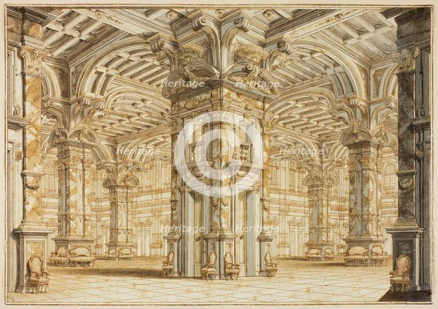 Festival Hall From a Theatrical Scene, c. 1719. Creator: Giuseppe Galli Bibiena.
