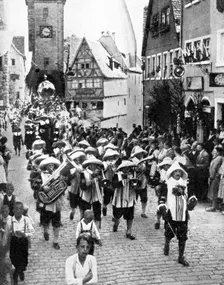 Festival in the medieval old town, Rothenburg ob der Tauber, Bavaria, Germany, 1936