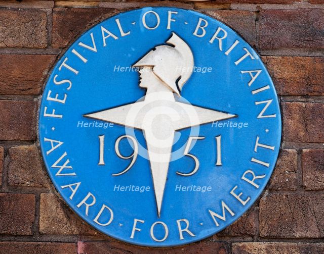 Festival of Britain plaque, White City Tube Station, Wood Lane, Shepherd's Bush, London, 2010. Artist: James O Davies.