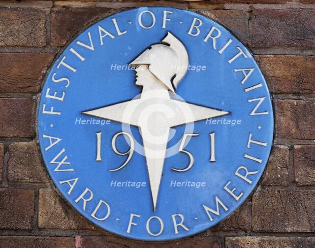 Festival of Britain plaque, White City Tube Station, Wood Lane, Shepherd's Bush, London, 2010. Artist: James O Davies.