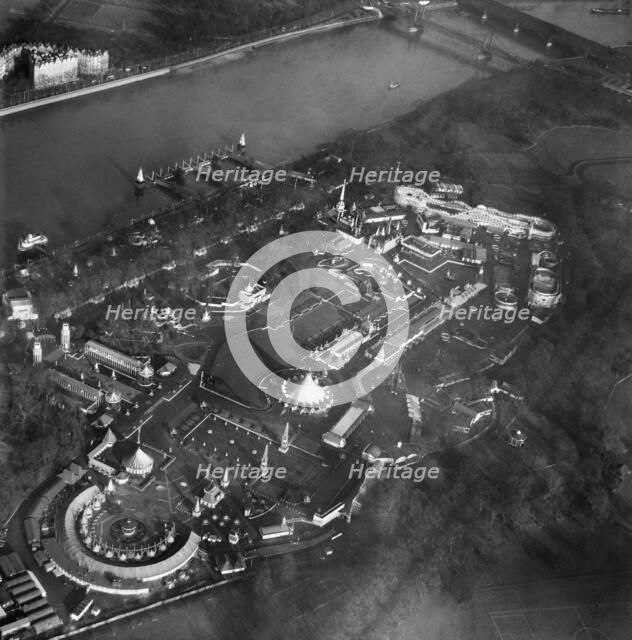 Festival of Britain pleasure gardens and funfair, Battersea Park, London, December 1951.  Artist: Unknown.