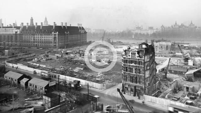 Festival of Britain site under construction, South Bank, Lambeth, London, 1949. Artist: Unknown.