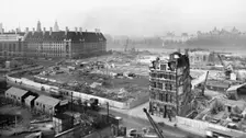 Festival of Britain site under construction, South Bank, Lambeth, London, 1949