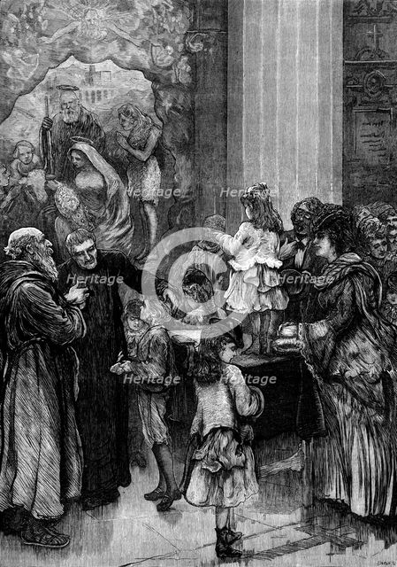 Festival of the Presepe, in the Ara Coeli Church, at the Capitol, Rome, 1871. Creator: Joseph Swain.