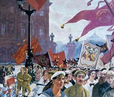 Festivities marking the opening of the second congress of the Comintern 1921. Artist: Boris Mikhajlovich Kustodiev