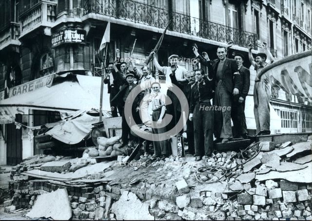FFI barricade, the liberation of Paris, World War II, 1944. Creator: Unknown.