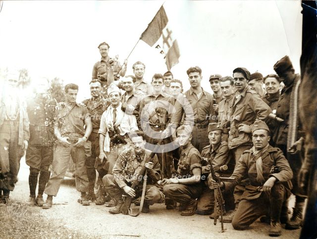 FFI fighters and American parachute troops, France, World War II, 1944. Creator: Unknown.