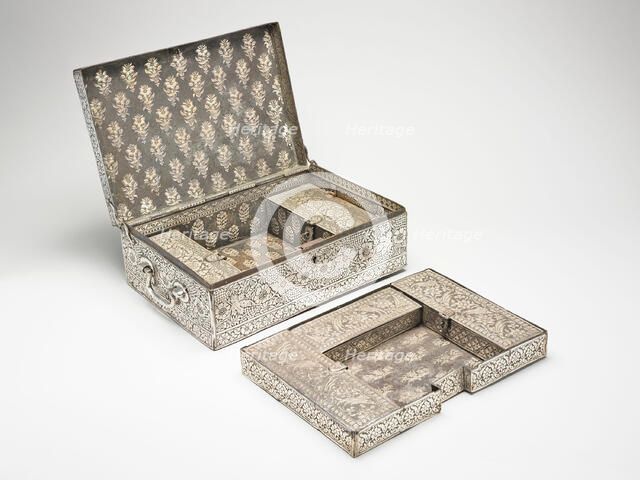 Fitted Chest with Floral and Grape-Leaf Motifs, 18th/19th century. Creator: Unknown.