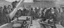 Fitting out "The Caesar", between decks, at Portsmouth, 1854. Creator: Unknown