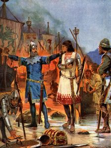 Fitz-Stephen Burns his Boats, 1169 AD (c1920). Artist: Richard Caton Woodville II