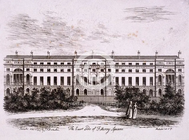 Fitzroy Square, St Pancras, London, 1807. Artist: James Peller Malcolm