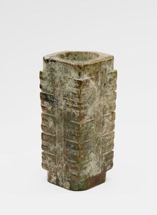 Five-tier tube (cong ?) with masks, Late Neolithic period, ca. 3300-2250 BCE. Creator: Unknown