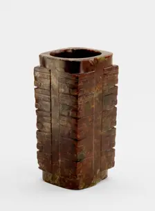 Five-tier tube (cong ?) with masks, Late Neolithic period, ca. 3300-2250 BCE. Creator: Unknown