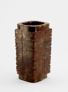 Five-tier tube (cong ?) with masks, Late Neolithic period, ca. 3300-2250 BCE. Creator: Unknown
