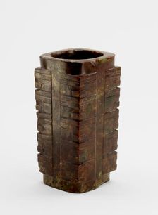 Five-tier tube (cong ?) with masks, Late Neolithic period, ca. 3300-2250 BCE. Creator: Unknown