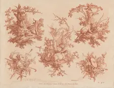 Five Trophies with Themes of Hunting, Love, and Folly, 1774. Creators: Gilles Demarteau, Jean Baptiste Marie Huet