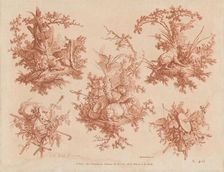 Five Trophies with Themes of Hunting, Love, and Folly, 1774. Creators: Gilles Demarteau, Jean Baptiste Marie Huet