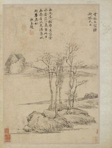 Five trees on a rocky promontory, Qing dynasty, 17th-18th century. Creator: Unknown