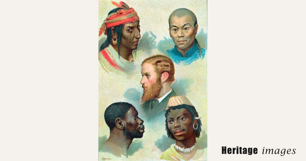 Five types of the human race, late 19th century. Artist: Unknown ...