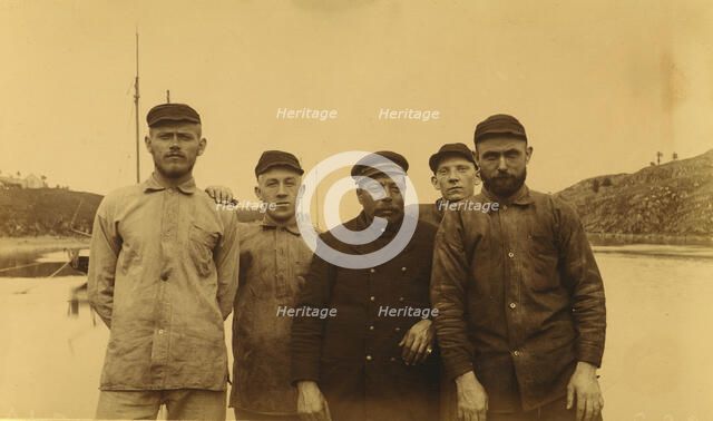 Five unidentified crew members, possibly fishermen or seal hunters,1894 or 1895. Creator: Alfred Lee Broadbent.