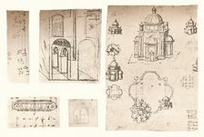 Five architectural drawings, c1472-c1519 (1883). Artist: Leonardo da Vinci